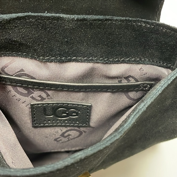 UGG black suede crossbody with black shearling trim - EUC - Picture 6 of 11